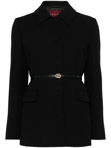 creps are looking gucci|Wool crêpe jacket in black .